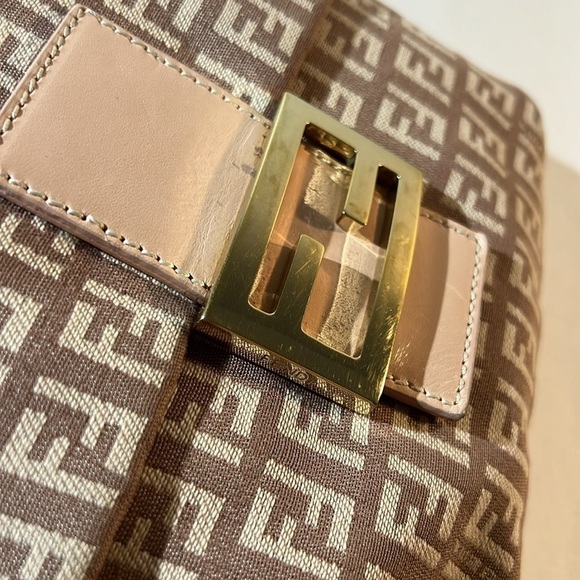 Authentic EUC FENDI Zucchino Monogram Pink Gold Crossbody/ Shoulder Bag - Picture 9 of 14